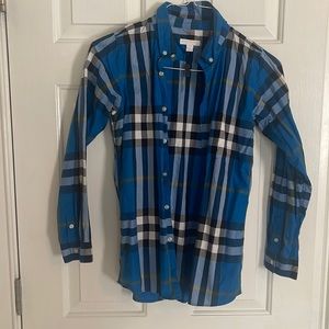 Authentic Burberry Children Boys Top Shirt Size 14 Y Blue White Black